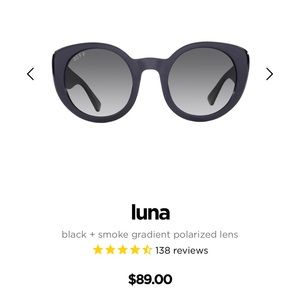 DIFF Sunglasses - Luna black + smoke gradient